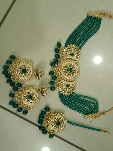 NEW TRENDING RAMA GREEN JEWELLERY SET