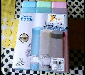 Frosty Plastic Square Water Bottle (Pack Of 6)