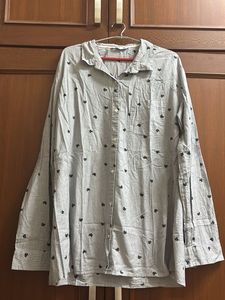 Patterned Button-Down Long Shirt For Women