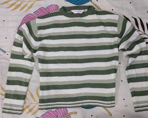 Striped Knit Pullover Green