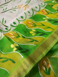 Pure Cotton Sari Alover Multicolor Fabric Painting