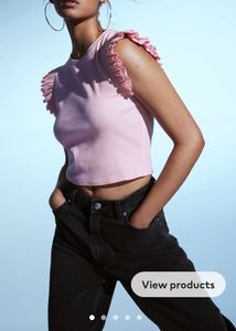H&amp;M Flutter Sleeve Pastel Pink Top
