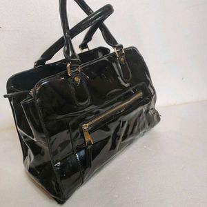Og Texto Patent Leather Hand Bag