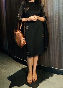 Kasually Black Butterfly Sleeve Dress