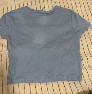 Light Blue Ribbed Crop Top