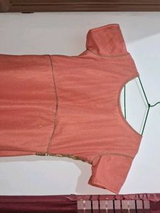 Elegant Peach &amp; Gold Ethnic Gown, Pant and Dupatta