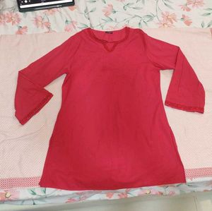 Red Embroidered Kurta
