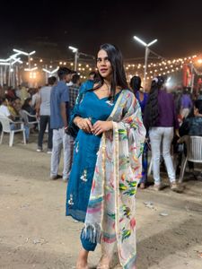 Teal Embroidered Salwar Kameez Suit