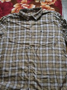 Classic Plaid Button-Down Beige Shirt