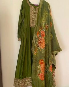 Regal Olive Anarkali set