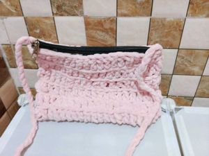 Handmade Pastel Pink Crochet Shoulder Bag 🧶