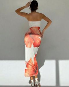 Floral Strapless Midi Dress