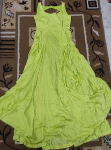 Parrot Green Satin Dress