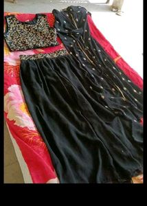 Black Embellished Kurta Set