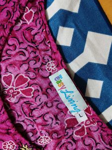 Women Pink Cotton Mix Floral Printed Kaftan Dress
