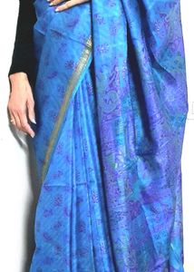Elegant Blue Printed Saree