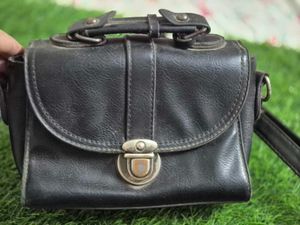 Vintage Black Leather Camera Bag
