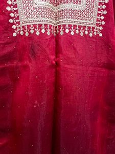Maroon Embroidered Kurta Set