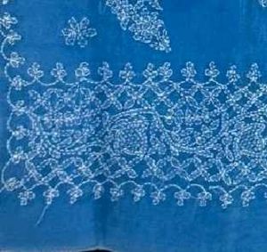 Blue Chikankari Cotton Saree