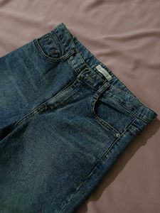 Blue Straight Leg Denim Jeans