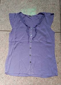 Purple Button-Down Sleeveless Top