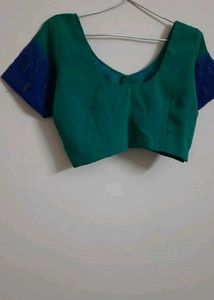 Green &amp; Blue Embellished Saree