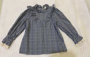 Cute Ruffle Plaid Top Bust 36-38