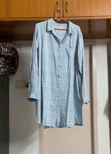 “Max” Baby Blue Shirt Dress