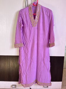 Lavender Trendy V-Neck Kurta Pant
