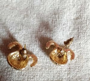 Korean Figured  Designer  Golden Ear Studs