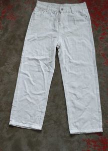 White Straight Wide Cut