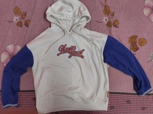 Stylish White Hoodie (Little Bit Stain On Back)