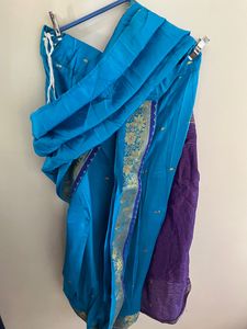 Nauvari Saree For Children Sky Blue Colour