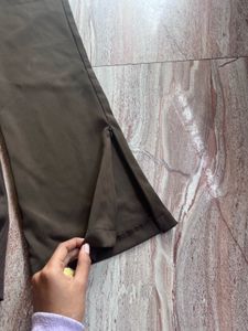 Olive Green Wide-Leg Trousers