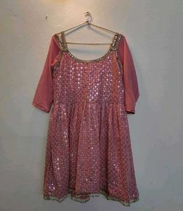 Pink Sequin Embellished Sharara Dress