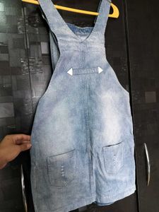 Denim Overall Dress with London Patch