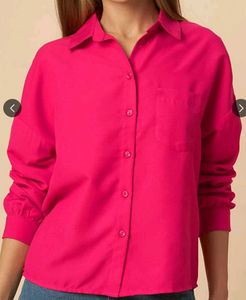 Hot Pink Oversized Button-Up Shirt