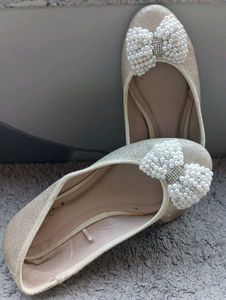 Sparkly Pearl Bow Ballet Flats
