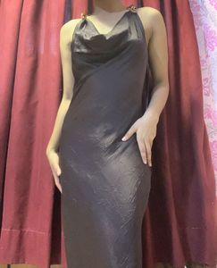 ZARA Crinkle- Effect Satin MIDI Dress