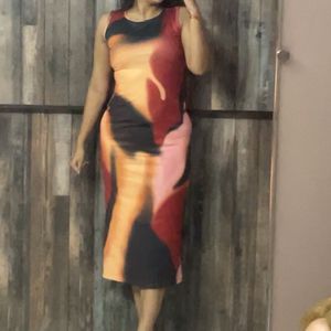 Abstract Print Bodycon Dress