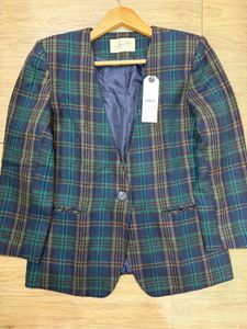 Women Vintage Plaid Blazer