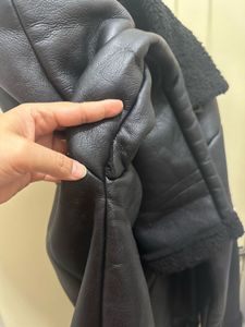 Black Faux Leather Sherpa Jacket