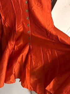 Orange Embellished Anarkali Kurta
