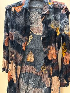 Patterned Casual Dress With Lace On Borders