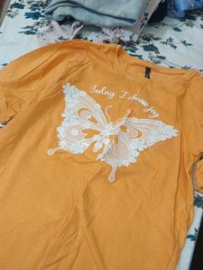 Orange Butterfly Graphic Tee