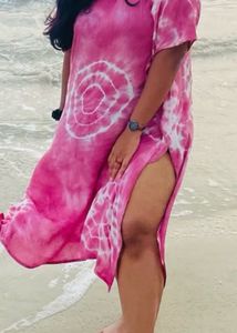 Pink Tie-Dye Beach kaftan dress