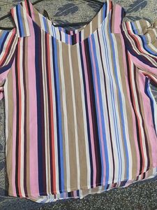 Striped Cold Shoulder Top