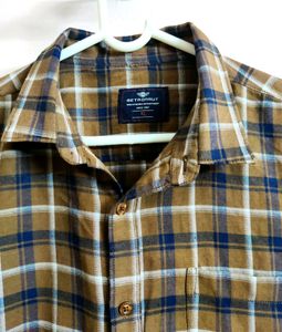 men&#39;s brown check patterned shirt