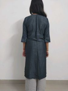 Embroidered Grey Kurta