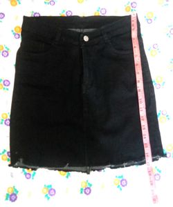 black mini denim skirt